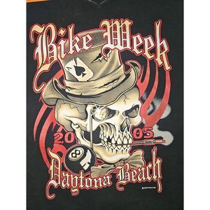 Daytona Beach 2005 BIKE WEEK T-Shirt‎ Skull w/Top Hat 8 Ball Long Sleeve XL VTG